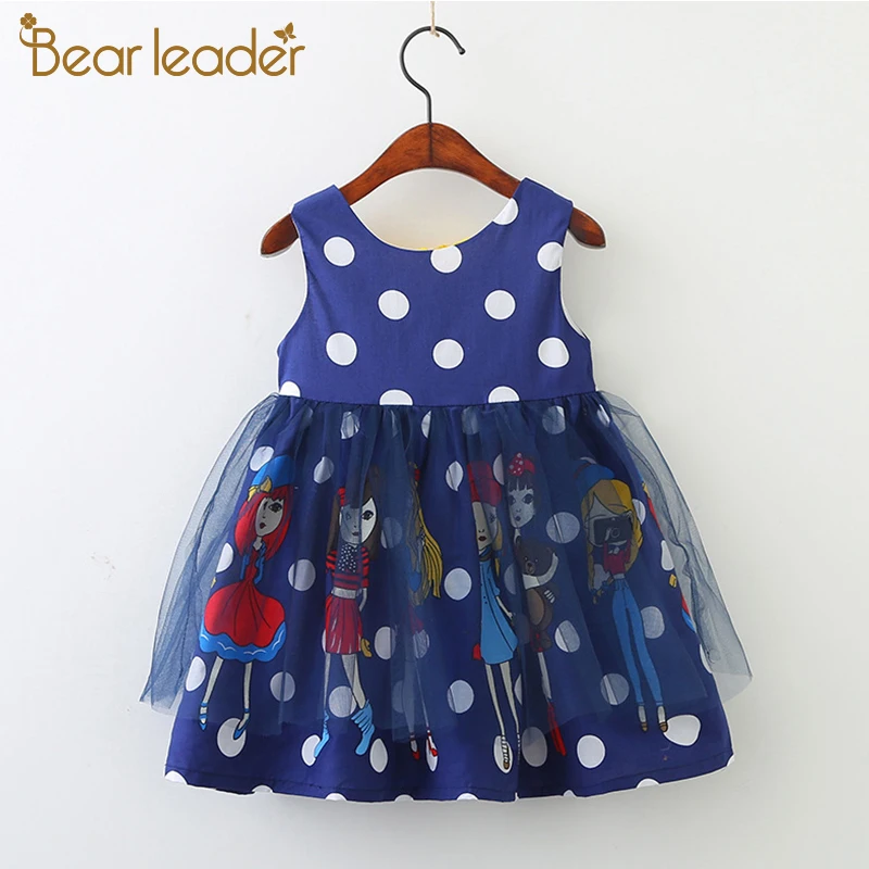 Bear leader/платья для девочек Новинка 2019 года летнее хлопковое сине-белое платье с