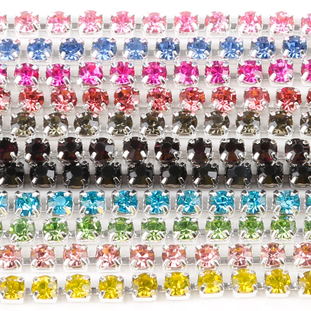 High Density 1m/bag Black/Silver Base Claw Rhinestone SS6-SS12 2mm-3mm 23Colors Cup Chain Rhinestone Sew On Glue On Trim
High Density 1m/bag Black/Silver Base Claw Rhinestone SS6-SS12 2mm-3mm 23Colors Cup Chain Rhinestone Sew On Glue On Trim