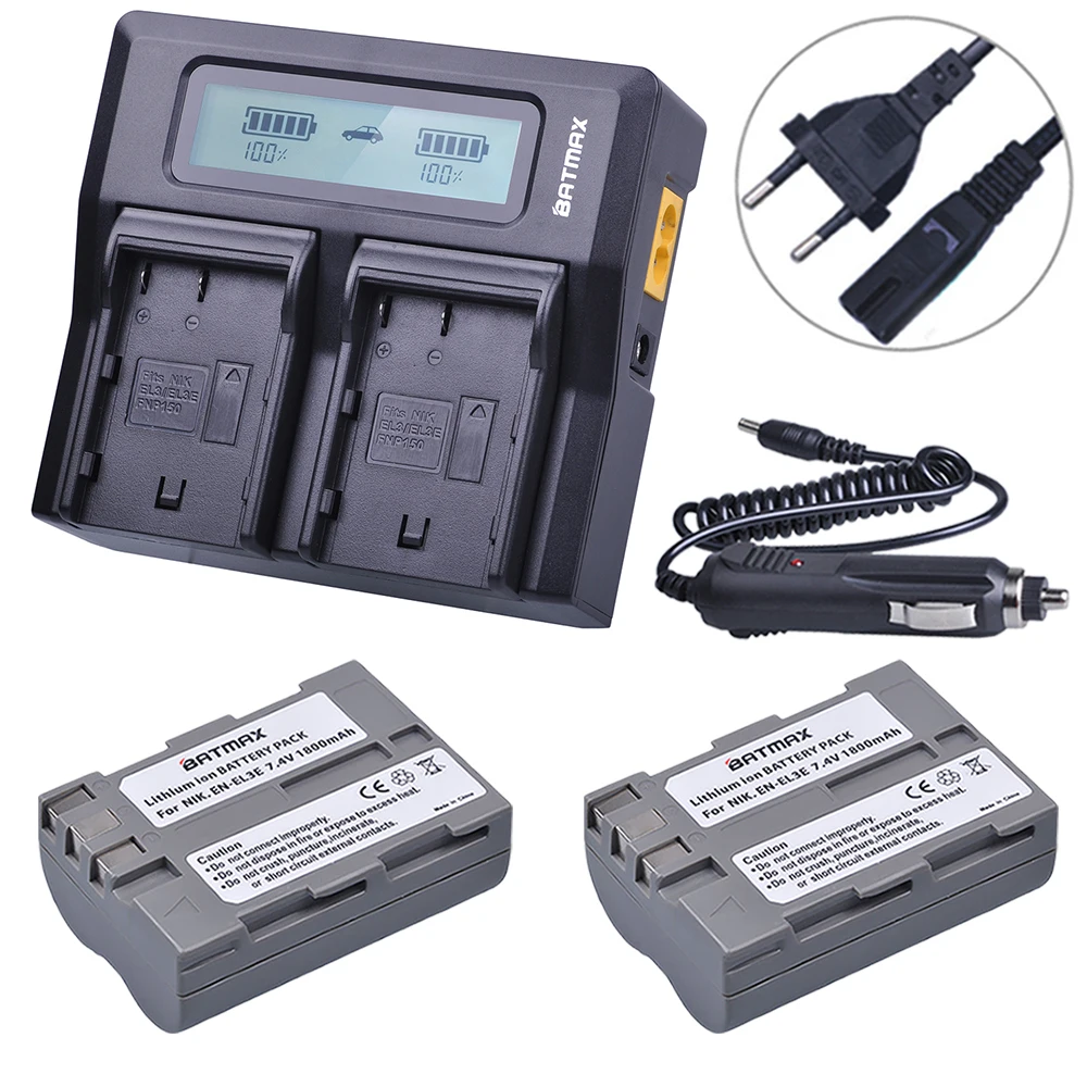 Batmax 2Pcs EN-EL3E EN EL3E ENEL3E Battery + LCD Rapid Dual Charger for Nikon D70 D70S D80 D90 D100 D200 D300 D300S D700 Camera
Batmax 2Pcs EN-EL3E EN EL3E ENEL3E Battery + LCD Rapid Dual Charger for Nikon D70 D70S D80 D90 D100 D200 D300 D300S D700 Camera