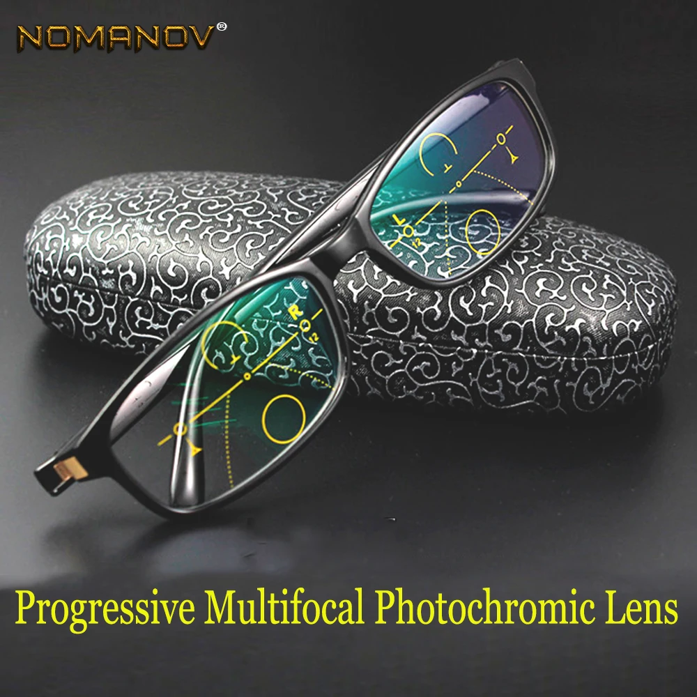 Progressive Multifocal Photochromic Reading Glasses Designer Hand Made Frame Black Eyeglasses See Near And Far Add +1 To +4
Progressive Multifocal Photochromic Reading Glasses Designer Hand Made Frame Black Eyeglasses See Near And Far Add +1 To +4