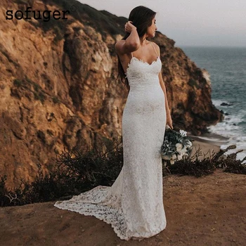 SOFUGE New Sexy Lace Mermaid Wedding Dresses Robe de soiree Beach Wedding Dress Spaghetti Straps Bridal Dress Court Train
SOFUGE New Sexy Lace Mermaid Wedding Dresses Robe de soiree Beach Wedding Dress Spaghetti Straps Bridal Dress Court Train