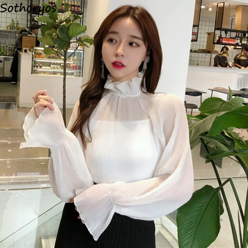 Shirts Women 2019 Full Solid Flare Sleeve Turtleneck Womens Korean Style Elegant Kawaii Slim Ladies All-match Trendy Blouses
Shirts Women 2019 Full Solid Flare Sleeve Turtleneck Womens Korean Style Elegant Kawaii Slim Ladies All-match Trendy Blouses