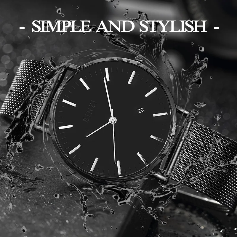 Watches Men Top Brand Luxury 2018 Ultra Thin Mesh Steel Watch Men Leather Sport Quartz Wristwatches Waterproof Relogio Masculino 2017 (3)
