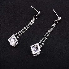 Promotion Romantic Sparkling Square Crystal Earrings with White CZ Stones Wedding Bride Chain Long Dangle Women Earrings Brincos
Promotion Romantic Sparkling Square Crystal Earrings with White CZ Stones Wedding Bride Chain Long Dangle Women Earrings Brincos