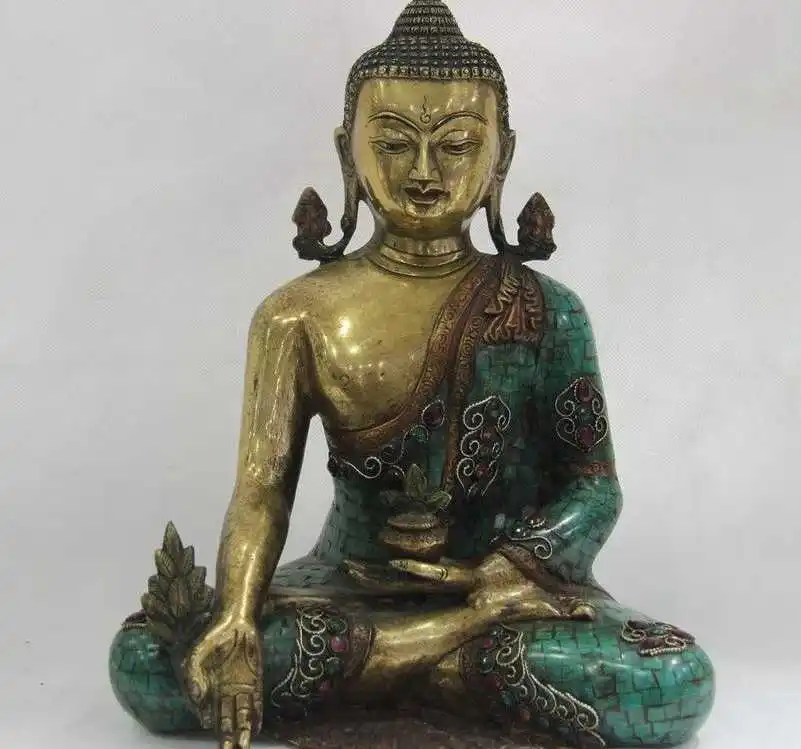 Tibet Copper Gild inlay Turquoise Ruby Gem Bhaisajyaguru Medicine Buddha Statue
Tibet Copper Gild inlay Turquoise Ruby Gem Bhaisajyaguru Medicine Buddha Statue