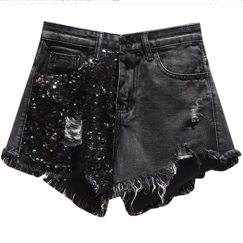 plus size 5XL Summer New Arrival Women High Waist Solid Color Denim Hole Sequined Spliced Casual loose Shorts Jeans
plus size 5XL Summer New Arrival Women High Waist Solid Color Denim Hole Sequined Spliced Casual loose Shorts Jeans