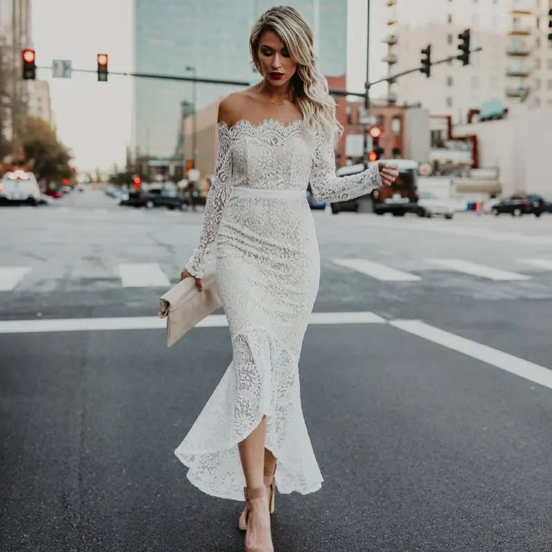 Dinner Dresses For Women Formal Dress Elegant White Long Sleeve Dress Chic Lace Ladies Off Shoulder Dresses Maxi Casual Clothing
Dinner Dresses For Women Formal Dress Elegant White Long Sleeve Dress Chic Lace Ladies Off Shoulder Dresses Maxi Casual Clothing