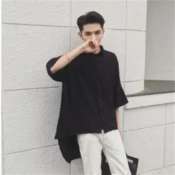 2019 summer fashion solid color men long shirt irregular half sleeve oversize thin square collar homme tee shirts
2019 summer fashion solid color men long shirt irregular half sleeve oversize thin square collar homme tee shirts