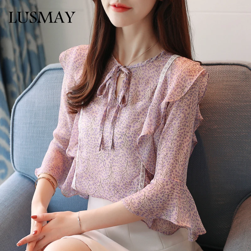 2019 Summer Women's Temperament Ruffled Blouse Straps Slim Chiffon Blouse And Tops Lantern Sleeve Summer Casual Printed Shirts
2019 Summer Women's Temperament Ruffled Blouse Straps Slim Chiffon Blouse And Tops Lantern Sleeve Summer Casual Printed Shirts