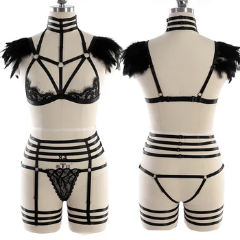 Set Body Harness Belt For Women Angel Wings Lace Feather Bra Asphyxia Harness Slave Halloween Club Party Dance Festival Rave
Set Body Harness Belt For Women Angel Wings Lace Feather Bra Asphyxia Harness Slave Halloween Club Party Dance Festival Rave
