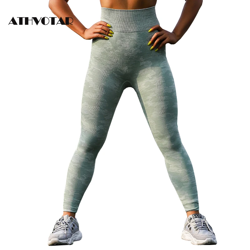 ATHVOTAR High Waist Seamless Leggings Women Camouflage Push Up Workout Legging For Fitness Womens Clothing | Женская одежда