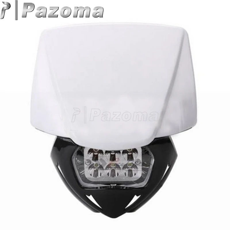 White Motorcycle LED Front Motocross Headlight Mask Dual Sport Headlamp Enduro for KTM SX EXC SMR XCF SXF EXF
White Motorcycle LED Front Motocross Headlight Mask Dual Sport Headlamp Enduro for KTM SX EXC SMR XCF SXF EXF