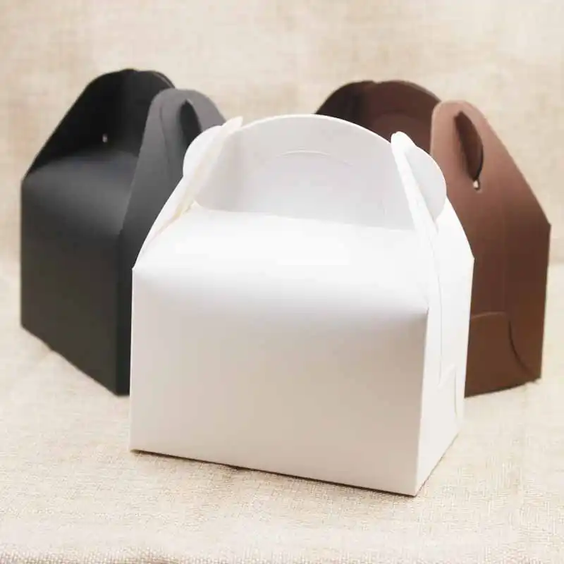 kraft paper box gifts with handle wedding /candy white cardboard