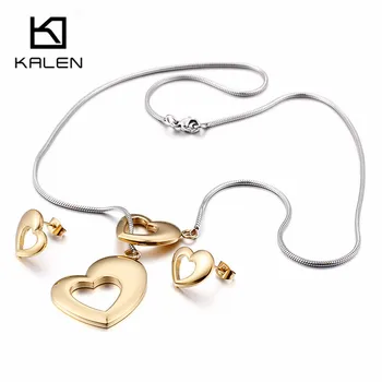 Kalen Romantic Gold Heart Pendant Necklace & Earrings Sets For Women Stainless Steel Heart Engagement Jewelry Sets For Girls
Kalen Romantic Gold Heart Pendant Necklace & Earrings Sets For Women Stainless Steel Heart Engagement Jewelry Sets For Girls