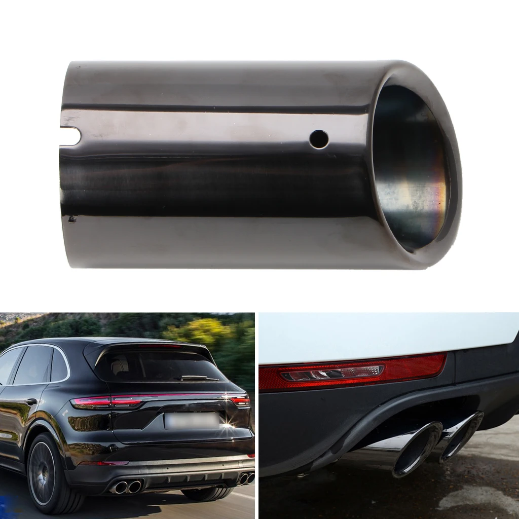 

2x Black Car Stainless Steel Exhaust Tip Muffler Pipe Cover Trim For Audi A4 Q5