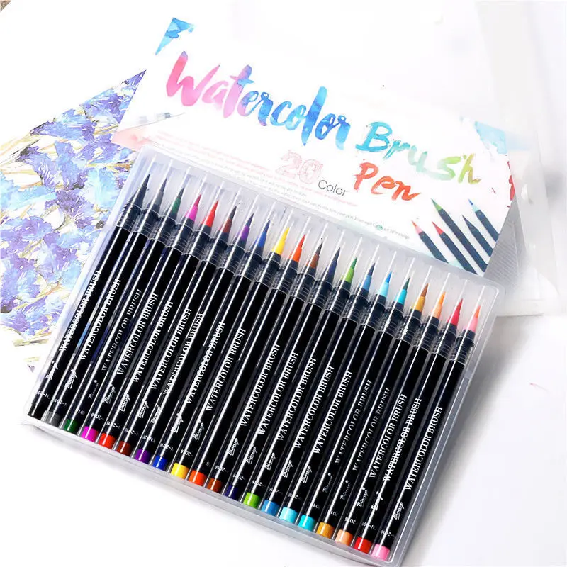 New 20 Color Premium Painting Soft Brush Pen Set Watercolor Markers Pen Effect Best For Coloring Books Manga Comic Calligraphy
New 20 Color Premium Painting Soft Brush Pen Set Watercolor Markers Pen Effect Best For Coloring Books Manga Comic Calligraphy