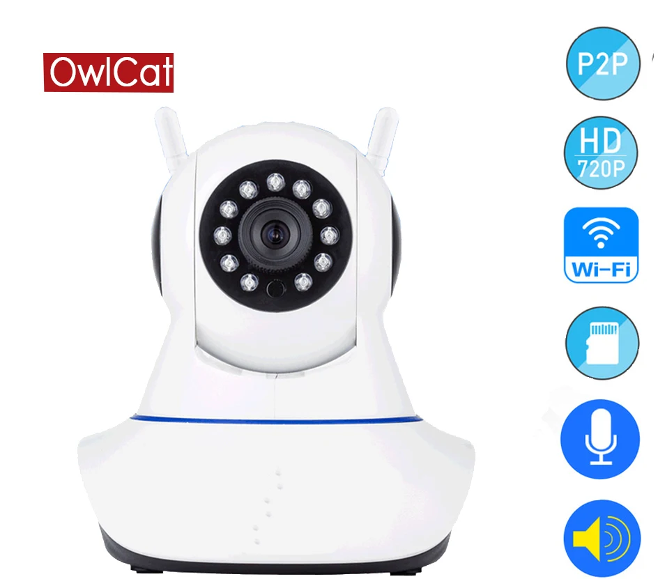 OwlCat HD 1080P 720P Network Wireless IP Camera Wifi Baby Monitor Two Way Audio Talk 128G SD card slot IR Night Security Camera
OwlCat HD 1080P 720P Network Wireless IP Camera Wifi Baby Monitor Two Way Audio Talk 128G SD card slot IR Night Security Camera