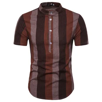 Striped Short Sleeve Shirt Men's 2019 Summer New 100% Cotton Fashion Turtleneck Stand Collar Fashion Short Sleeve Slim Shirt Men
Striped Short Sleeve Shirt Men's 2019 Summer New 100% Cotton Fashion Turtleneck Stand Collar Fashion Short Sleeve Slim Shirt Men