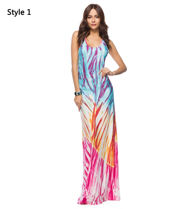  Off Shoulder Sleeveless Elegant Summer Long Dress 