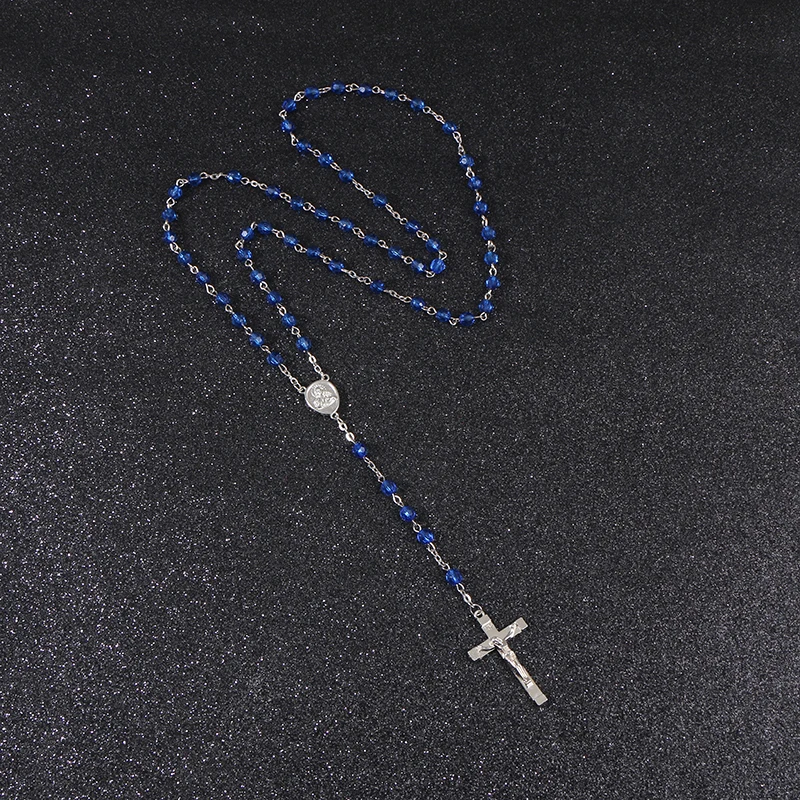 KOMi New Design 4mm Blue Bead Handmade Alloy Cross Rosary Pendant Necklace Religious Jesus Catholicism Jewelry R-200
KOMi New Design 4mm Blue Bead Handmade Alloy Cross Rosary Pendant Necklace Religious Jesus Catholicism Jewelry R-200