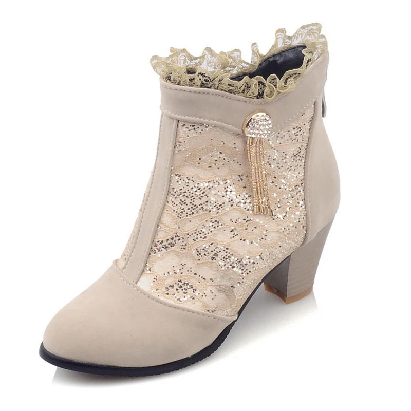 Plus Size 34-45 Rhinestone Charming Ankle Boots Round Toe Thick Heels Lace Women Boots Add Fur Autumn Winter Women Shoes Plus Size 34-45 Rhinestone Charming Ankle Boots Round Toe Thick Heels Lace Women Boots Add Fur Autumn Winter Women Shoes<br><br>Aliexpress