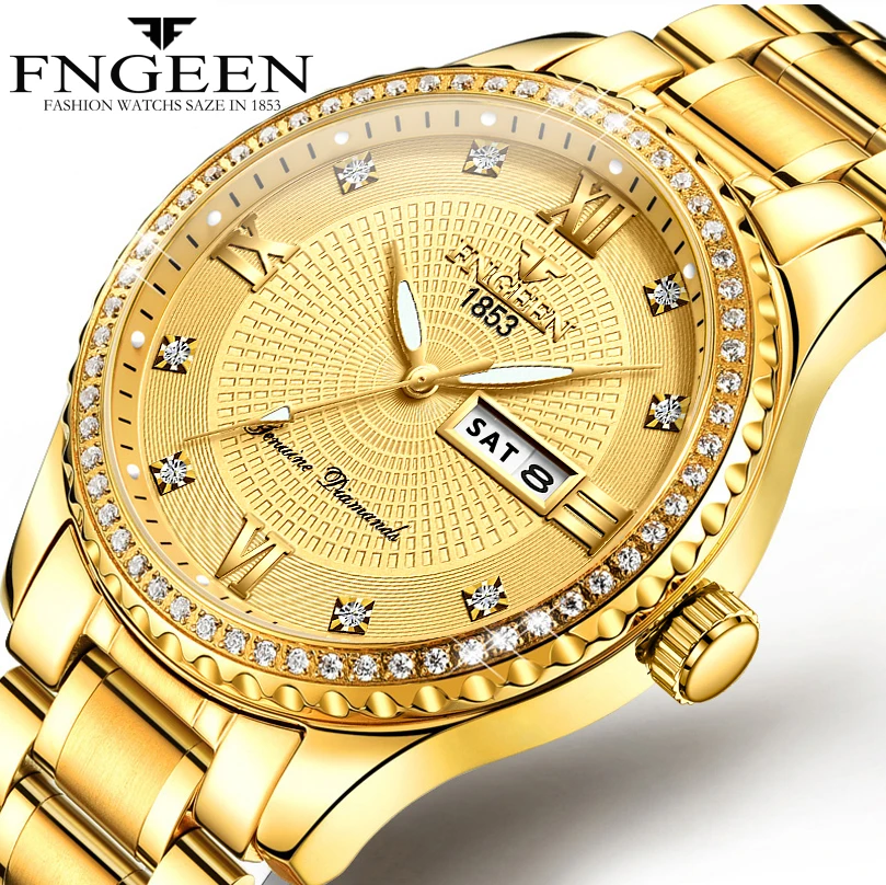 High Quality Mens Watches Top Brand Luxury Quartz Watch Full Steel Diamond Male Clock Date Week Waterproof Gold Wristwatch
High Quality Mens Watches Top Brand Luxury Quartz Watch Full Steel Diamond Male Clock Date Week Waterproof Gold Wristwatch