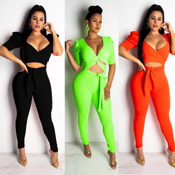 Sexy Matching TWO PIECE SET Women Clothing Crop Top V Neck Bandage Lace Up 2 Piece Suit Club Wear Tight Outfit Pub Party Summer
Sexy Matching TWO PIECE SET Women Clothing Crop Top V Neck Bandage Lace Up 2 Piece Suit Club Wear Tight Outfit Pub Party Summer