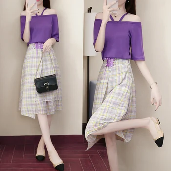 Chic Temperament Survetement Femme 2 Piece Fashion Off Shoulder Irregular Skirt Set Brief Wild Summer Costumes For Women
Chic Temperament Survetement Femme 2 Piece Fashion Off Shoulder Irregular Skirt Set Brief Wild Summer Costumes For Women