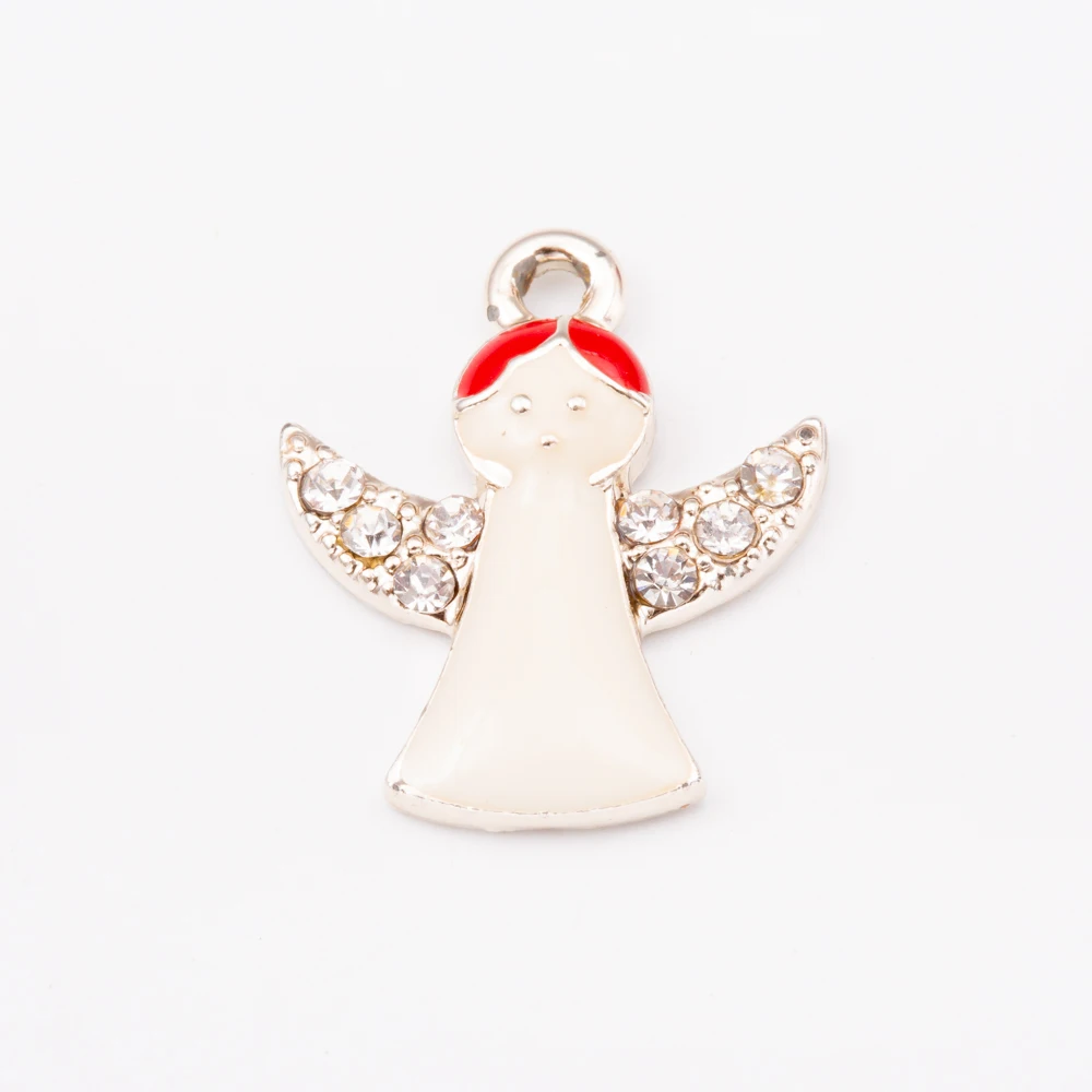 

10pcs angel Christmas Drip oil zinc alloy Charms Enamel Pendant Earrings Accessories for Ornaments DIY Material JQ600007