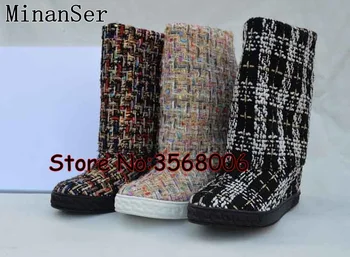 New Arrival Gladiator Multi-color Canvas Wedge Knee High Boots Round Toe Slip-on Long Boots Shoes Autumn Winter Slip-on Boots
New Arrival Gladiator Multi-color Canvas Wedge Knee High Boots Round Toe Slip-on Long Boots Shoes Autumn Winter Slip-on Boots