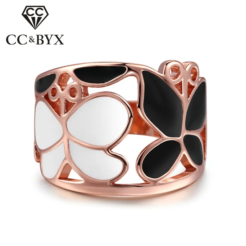 CC кольца для женщин модные ювелирные изделия бабочка полые цвета розового золота
