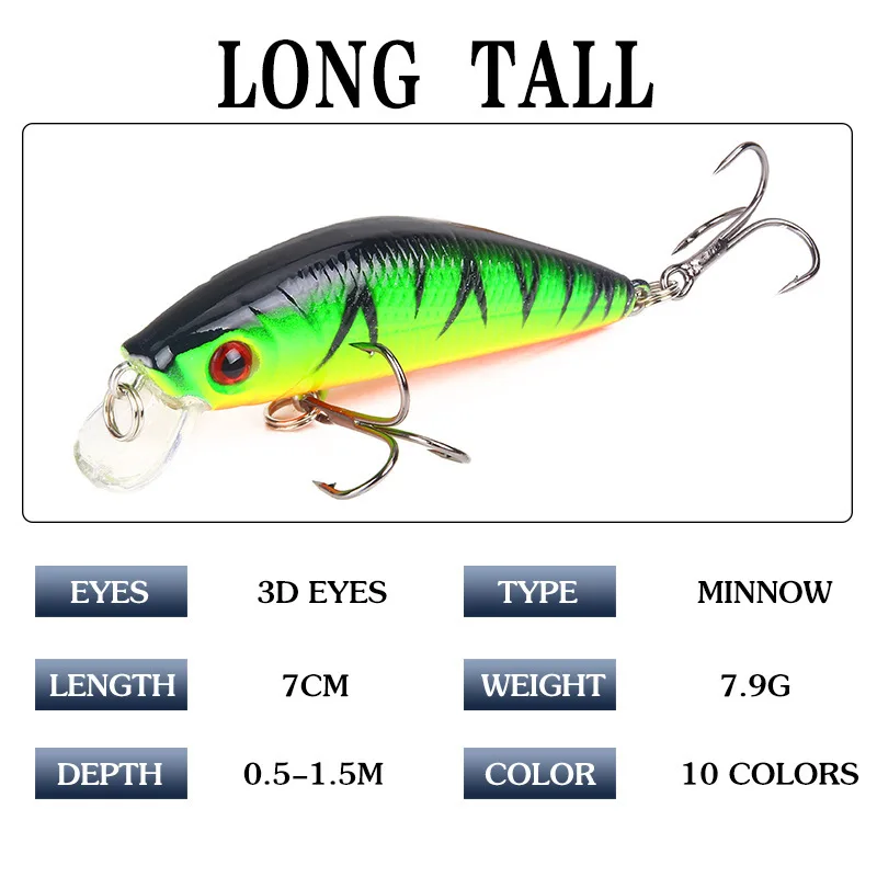 1 Pcs Fishing Lure Minnow 7cm 8g Crankbait Hard Bait Tight Wobble Slow sinking Jerkbait Pesca Fishing Tackle Accessories 2 1 Pcs Fishing Lure Minnow 7cm 8g Crankbait Hard Bait Tight Wobble Slow sinking Jerkbait Pesca Fishing Tackle Accessories 8