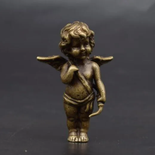 

China collection archaize brass angel Small statue