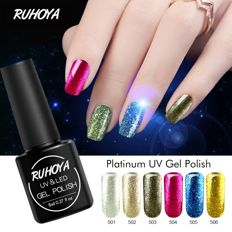 Ruhoya Shining Platinum Gel Nail Polish Glitter Series Shiny Nail Gel Lacquer Varnish Soak Off UV LED Semi Permanent Nail Art
Ruhoya Shining Platinum Gel Nail Polish Glitter Series Shiny Nail Gel Lacquer Varnish Soak Off UV LED Semi Permanent Nail Art