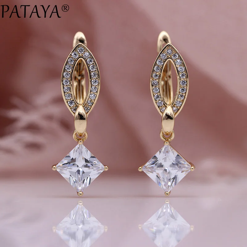 PATAYA New Square White Long Hollow Dangle Earrings 585 Rose Gold Natural Zircon Women Fashion Jewelry Fine Wedding Earrings
PATAYA New Square White Long Hollow Dangle Earrings 585 Rose Gold Natural Zircon Women Fashion Jewelry Fine Wedding Earrings