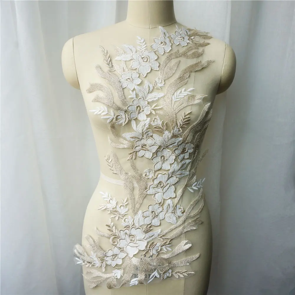 Brown Gold Threads Lace Fabric Flower Branch Embroidered Wedding Gown Appliques Trims Collar Sew Patch For Dress DIY Decoration
Brown Gold Threads Lace Fabric Flower Branch Embroidered Wedding Gown Appliques Trims Collar Sew Patch For Dress DIY Decoration