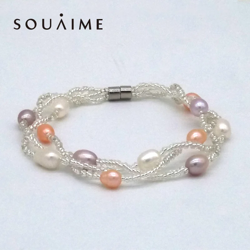 100% Natural Pearl Bracelet 3pcs Purple White Pink 6-7MM Women's Boutique Bracelet For Women Charm Pulseiras Femininas
100% Natural Pearl Bracelet 3pcs Purple White Pink 6-7MM Women's Boutique Bracelet For Women Charm Pulseiras Femininas