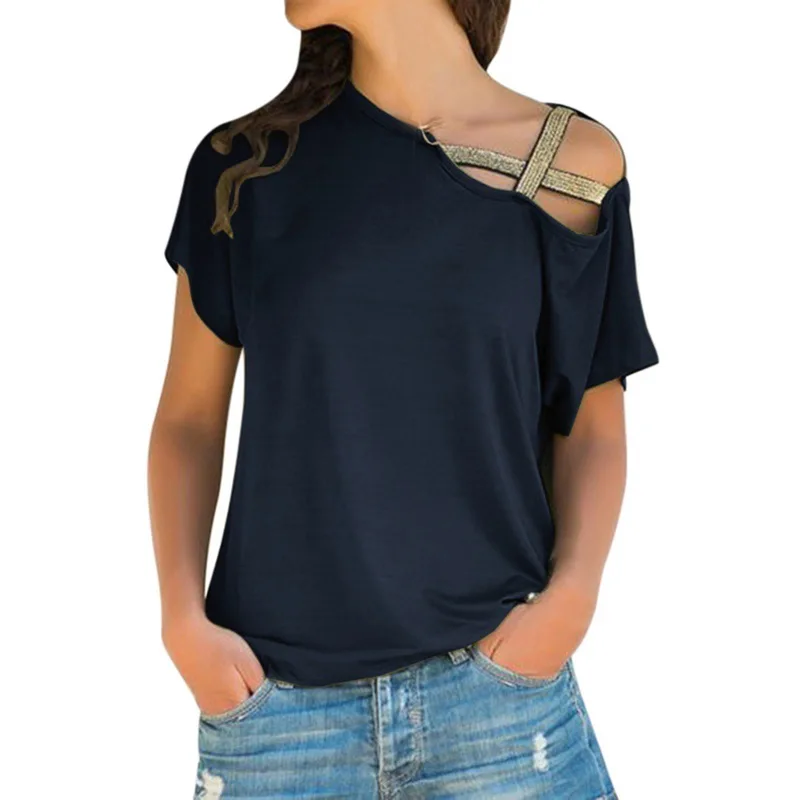 MoneRiff 2019 Spring Summer Women T-shirts Irregular Shoulder Irregular Short Sleeve T-shirts Ladies Cross Strap Loose T-shirts
MoneRiff 2019 Spring Summer Women T-shirts Irregular Shoulder Irregular Short Sleeve T-shirts Ladies Cross Strap Loose T-shirts