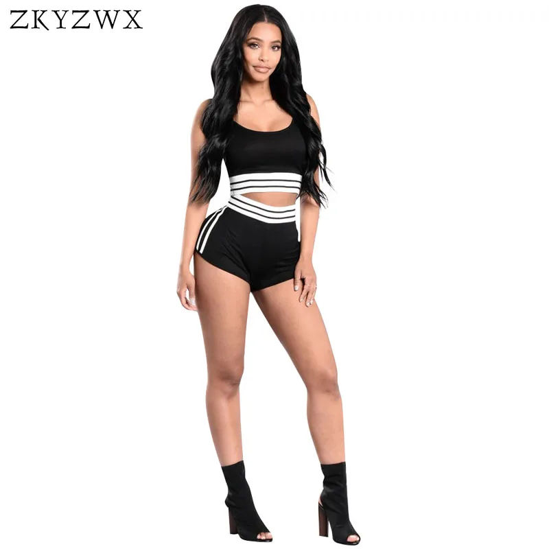 ZKYZWX Casual Tracksuit Sexy Two Piece Set 2018 New Summer Side Striped Crop Top+Shorts Sweat Suits Outfits 2 Piece Set Women
ZKYZWX Casual Tracksuit Sexy Two Piece Set 2018 New Summer Side Striped Crop Top+Shorts Sweat Suits Outfits 2 Piece Set Women