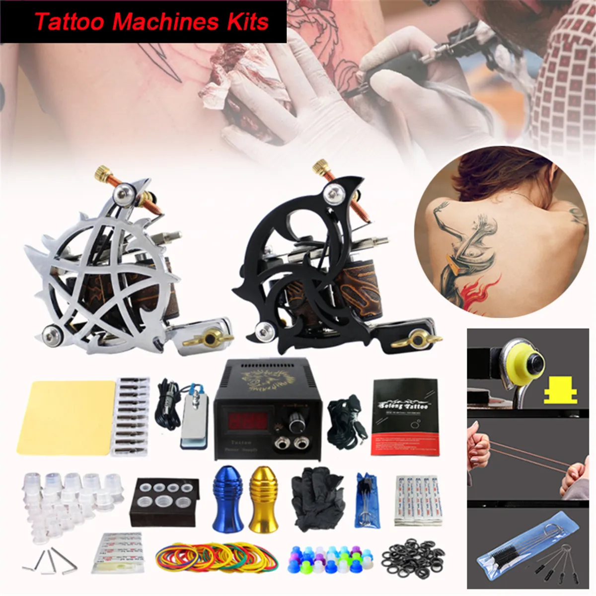 2 Sets Professional Coil Tattoo Machine Steel Complete Tattoo Power Supply Ink Kits Two Machines for Artist Tattoo Kit Set 
2 Sets Professional Coil Tattoo Machine Steel Complete Tattoo Power Supply Ink Kits Two Machines for Artist Tattoo Kit Set