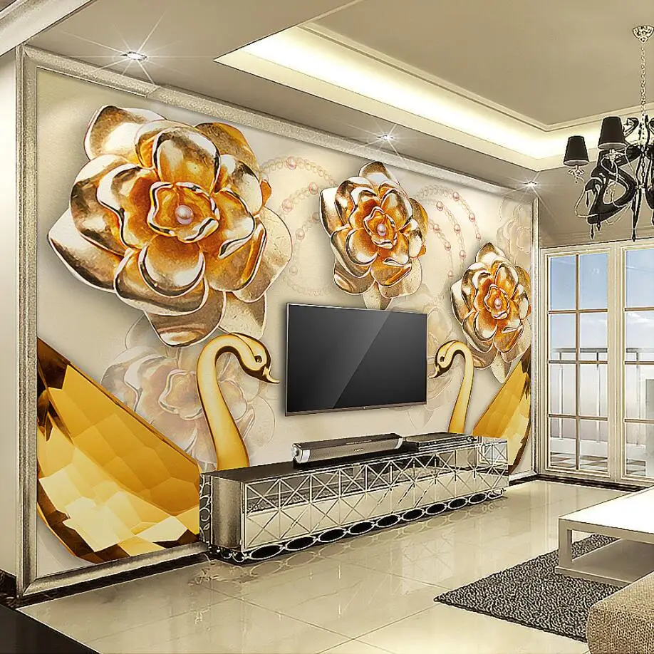 Beibehang Custom Wallpaper Large Relief HD 3d Soft Pack Luxury Swan Flower Jewelry TV Wall Background Wall murals 3d wallpaper
Beibehang Custom Wallpaper Large Relief HD 3d Soft Pack Luxury Swan Flower Jewelry TV Wall Background Wall murals 3d wallpaper