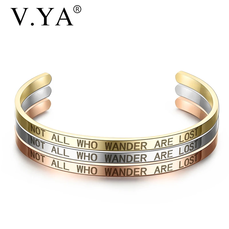 V.YA "NOT ALL WHO WANDER ARE LOST" Open Cuff Bracelets For Women&Men Stainless Steel Bangles With Inspirational Quote Best Gifts
V.YA "NOT ALL WHO WANDER ARE LOST" Open Cuff Bracelets For Women&Men Stainless Steel Bangles With Inspirational Quote Best Gifts