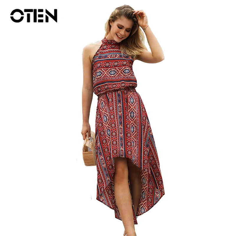 OTEN 2018 Summer Festival dress boho Women Sleeveless Bohemian Style Geometric Printed Irregular Hem high low dresses casual New
OTEN 2018 Summer Festival dress boho Women Sleeveless Bohemian Style Geometric Printed Irregular Hem high low dresses casual New