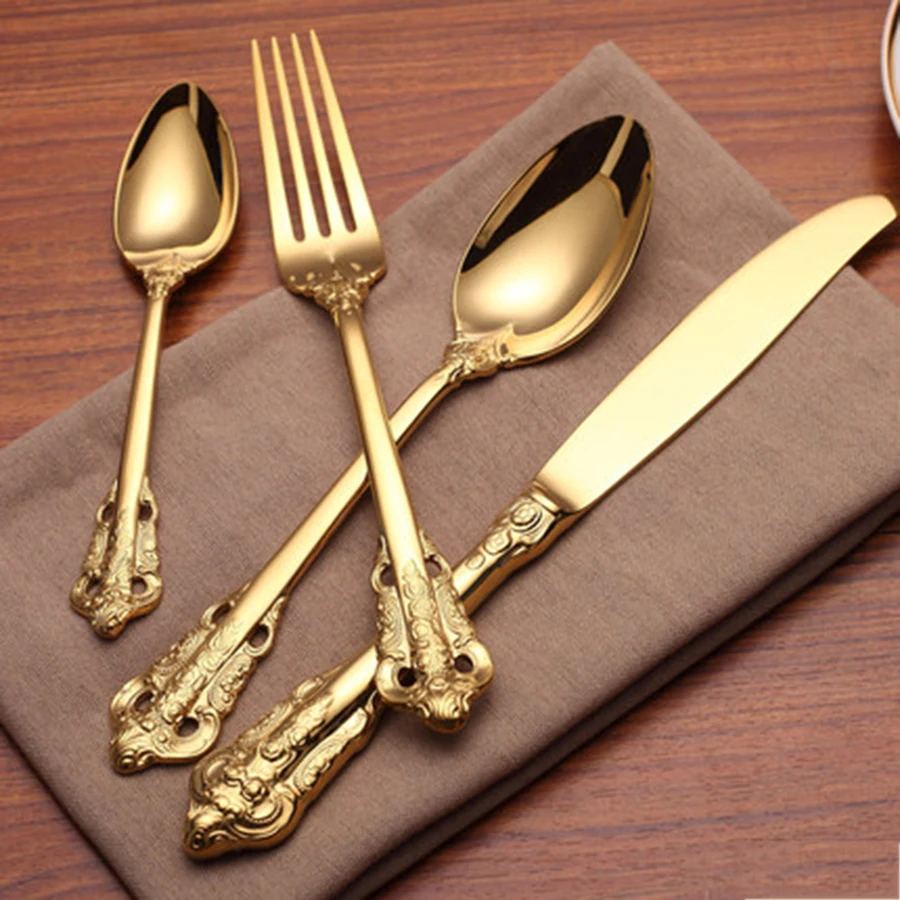 Gold Luxury Stainless Steel Knife Forks Flatware Table Set Peralatan Makan Camping Cutlery Faqueiro Inox Party Tableware 50N0043
Gold Luxury Stainless Steel Knife Forks Flatware Table Set Peralatan Makan Camping Cutlery Faqueiro Inox Party Tableware 50N0043