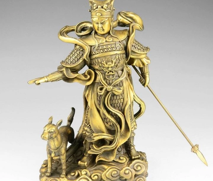 Chinese Myth Brass Copper Protect 3 Eyes Yang Jian God Erlang Warrior Dog Statue
Chinese Myth Brass Copper Protect 3 Eyes Yang Jian God Erlang Warrior Dog Statue