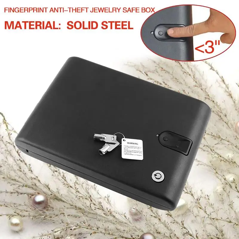 Quality Biometric Fingerprint Safe Box Solid Steel Key Gun Vault Valuables Box Cable Portable Bio-box
Quality Biometric Fingerprint Safe Box Solid Steel Key Gun Vault Valuables Box Cable Portable Bio-box