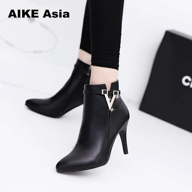 2018 Spring Autumn Stiletto Thin High Heels Pointed Toe Faux Leather Zipper Style Sexy Ankle Womens Boots Bota Feminina
2018 Spring Autumn Stiletto Thin High Heels Pointed Toe Faux Leather Zipper Style Sexy Ankle Womens Boots Bota Feminina