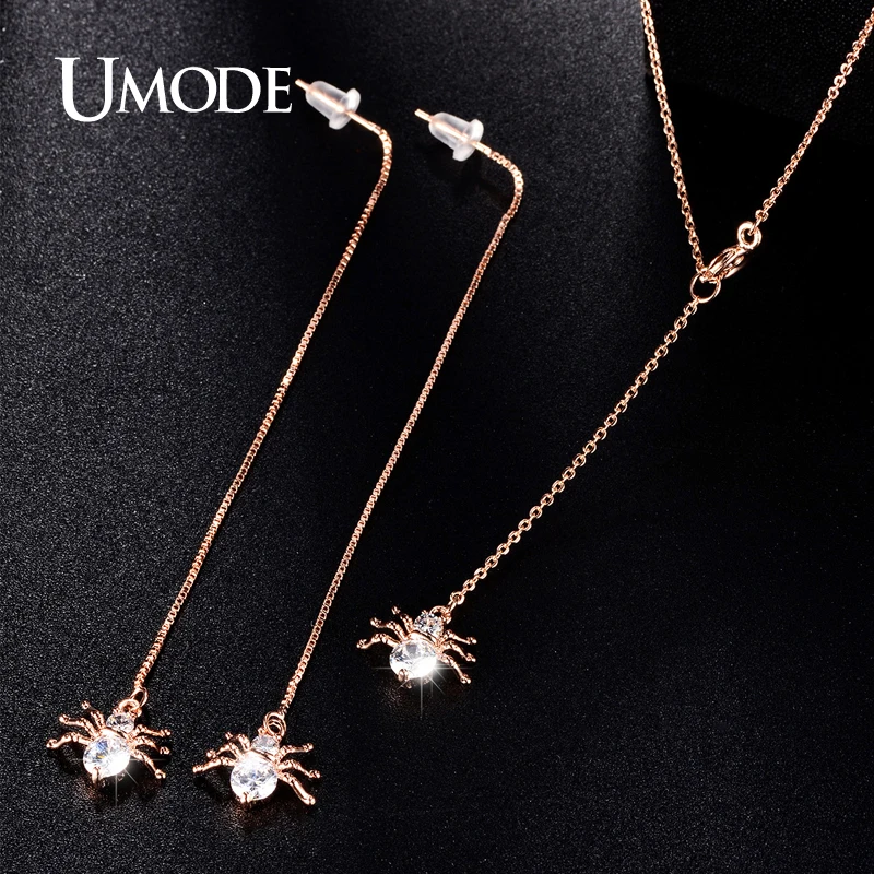 UMODE Spider Rose Gold Cubic Zirconia Long Dangle Earrings and Necklace Set Fashion Jewelry For Women Cute Christmas Gift US0034
UMODE Spider Rose Gold Cubic Zirconia Long Dangle Earrings and Necklace Set Fashion Jewelry For Women Cute Christmas Gift US0034