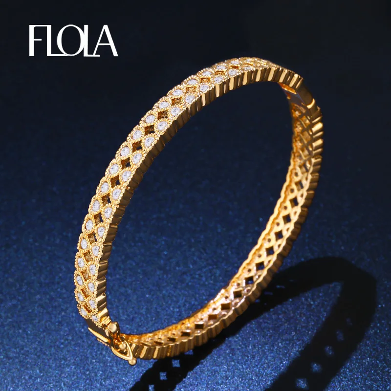 FLOLA India Wedding Accessories Heart Bracelets & Bangles with Zircon Stones Dubai Hollow Cuff Bangle Gold Jewelry Gift brta80
FLOLA India Wedding Accessories Heart Bracelets & Bangles with Zircon Stones Dubai Hollow Cuff Bangle Gold Jewelry Gift brta80