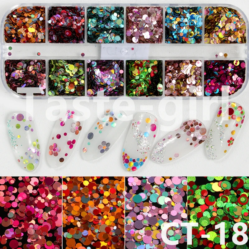 12 Grids/set 2018 Fashion Dazzling Holo Nail Art Sequins Mixed size Round colorful Flakes Nail Glitter Sticker Sheets Tips
12 Grids/set 2018 Fashion Dazzling Holo Nail Art Sequins Mixed size Round colorful Flakes Nail Glitter Sticker Sheets Tips